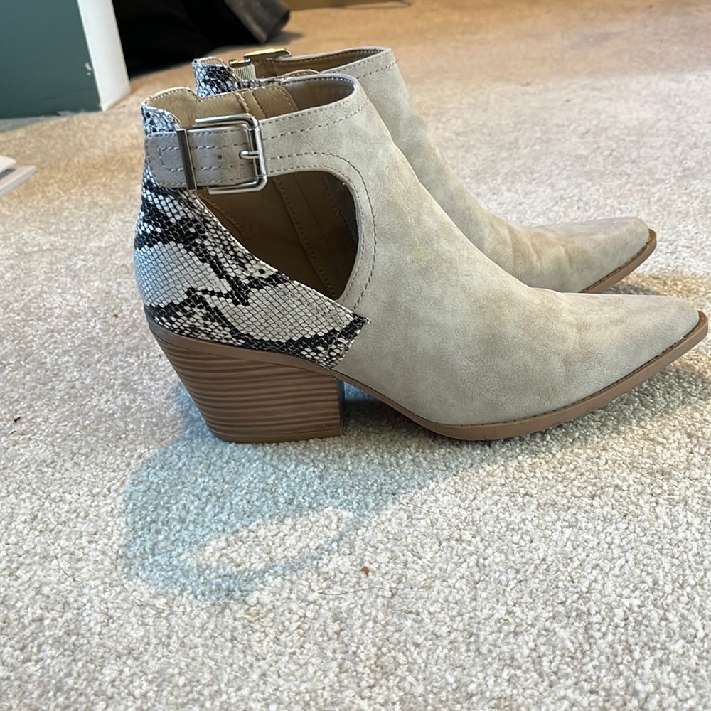 Cream Western Ankle Booties